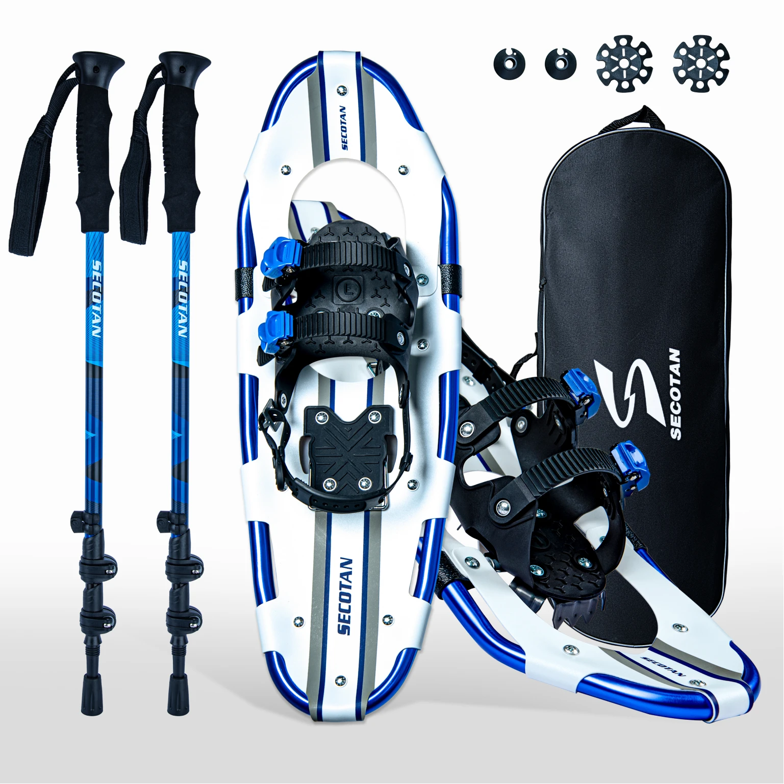 Snowshoes Lightweight Aluminum with Flex Pivot Multiple Sizes and trekking poles for All Terrain Hiking Men Women
