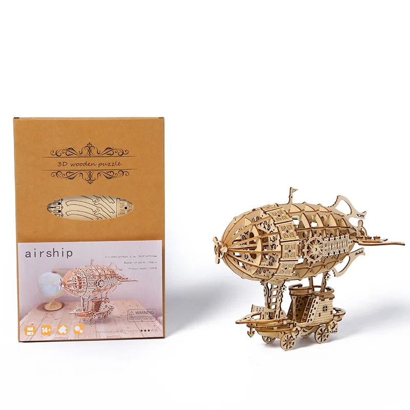 Kids Toys Creative Wooden Airships Gifts Jigsaw Educational Toys 3D DIY Wooden Puzzle Game
