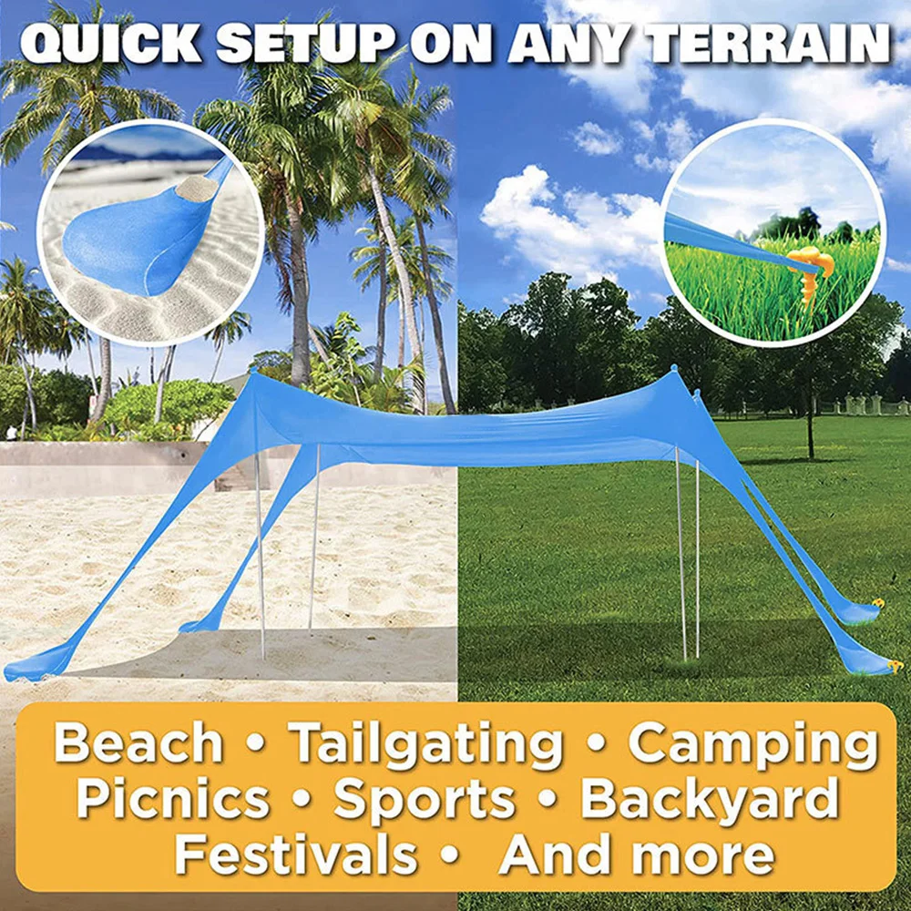 Summer Beach Tent Outdoor Sun Shelter Beach Shade Canopy Tent Easy Build Beach Tent with Carry Bag