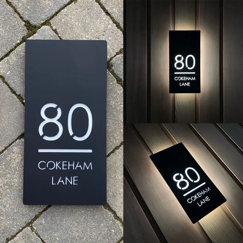Hotel Signage Companies Acrylic Hotel Room Number Apartment Door Signs LED House number Sign light