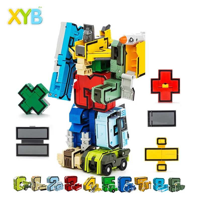
XYB hot education toys 5cm 10cm Magic combination Number Transform Deformation Robot toys for kids 