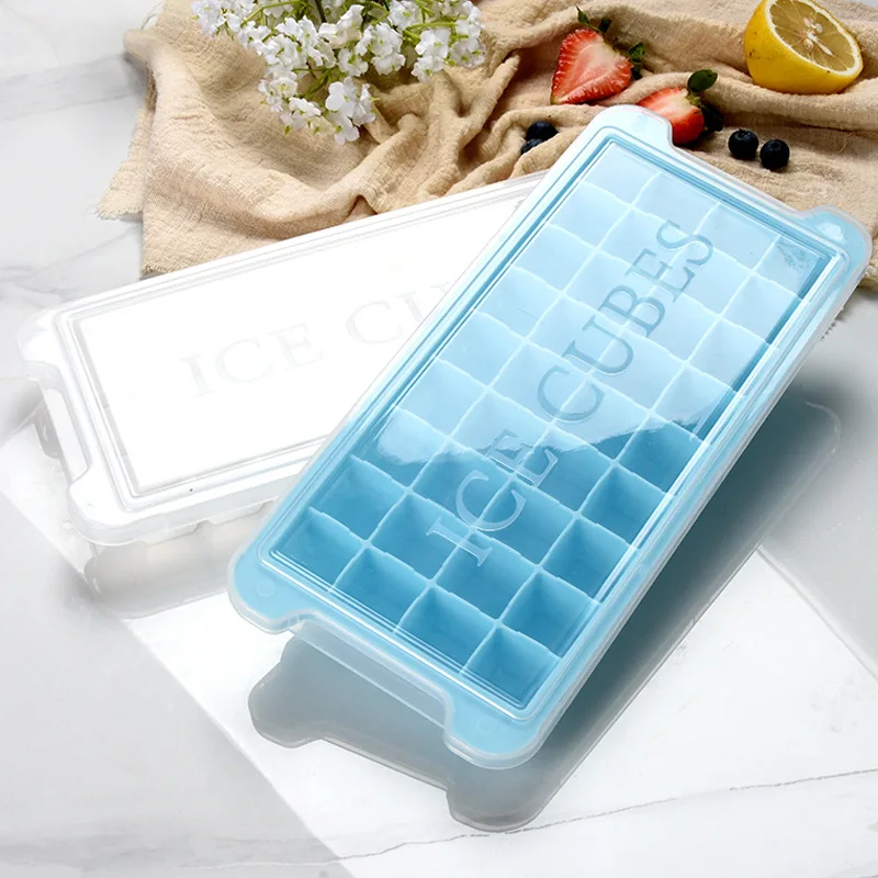 Creative 36 cavity square ice cube box with lid silicone ice cube tray