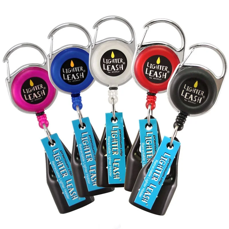 wholesale Custom logo round mini premium retractable keychain clipper safe clip holder lighter leash