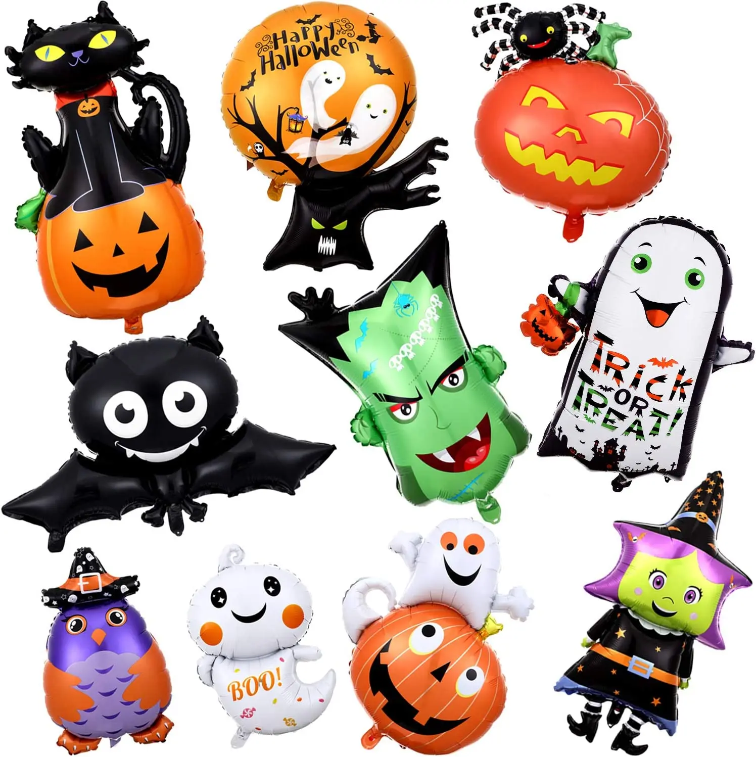 3D Customized Halloween Pumpkin Witch Ghost Bat Party Decorations Supplies Custom Shape Printable Mylar Helium Foil Balloons