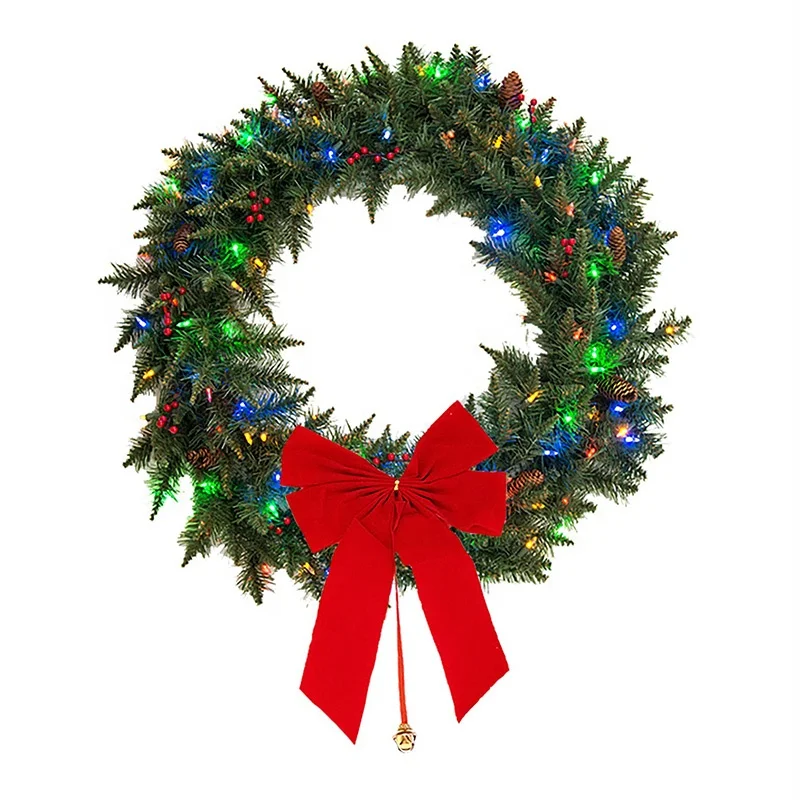 Wholesale handcraft indoor decorations easter egg artificial autumn leaves 3d christmas wreath light