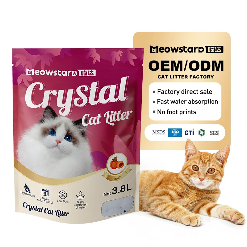 High quality dust crystal silica gel cat litter factory supply silicone cat litter PH Health Care Silica Gel Cat Litter