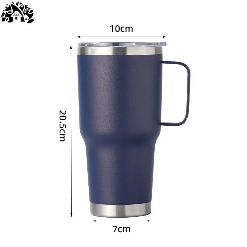 30oz spill-proof double metal flat bottom cup Insulated cold with handle and lid mug Stainless steel insulated travel coffee mug