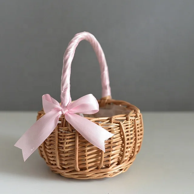 Flower Girl Wedding Basket Wicker Gift Willow Baskets Flower Girl Basket Wedding