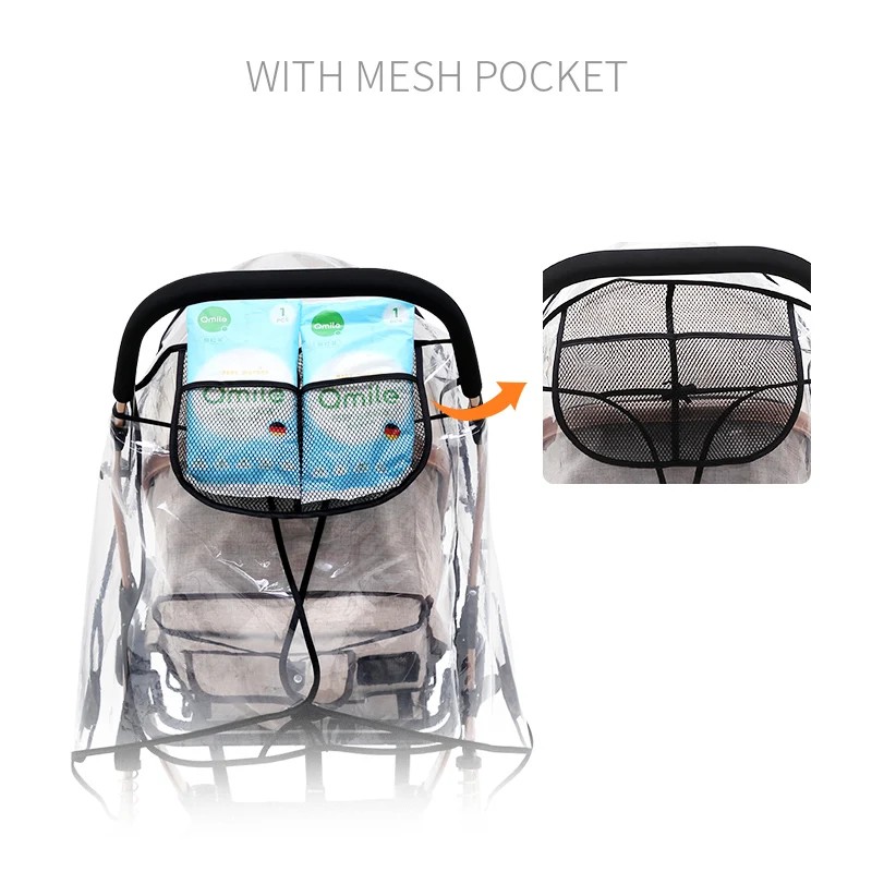 Universal Stroller Rain Cover, Weather Shield with Net for Baby Travel Windproof  Waterproof