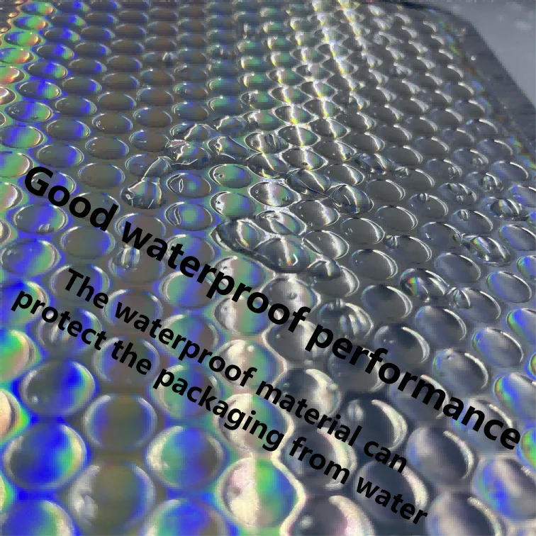 Custom Logo Thicker Bubble Black Red Purple Holographic Rainbow Black Aluminum Rose Gold Foil Mailers Metallic Bubble Mailer