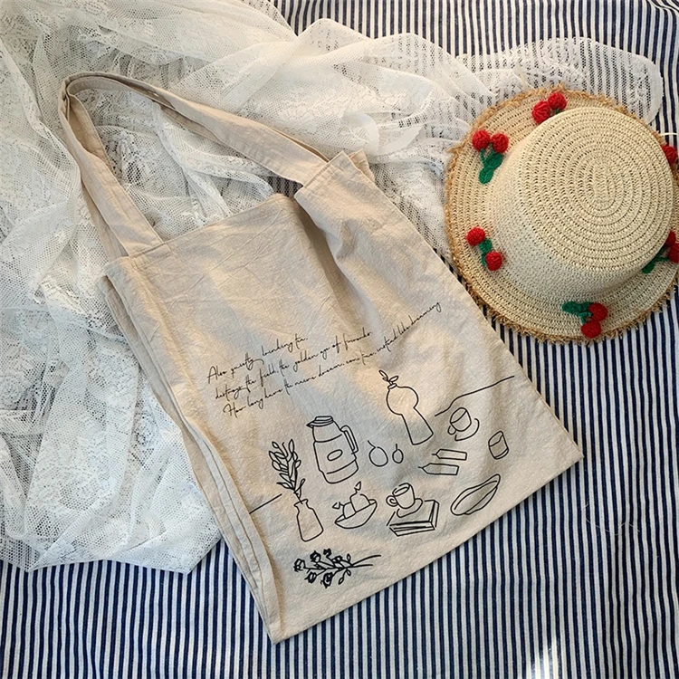 Chuanghua Custom tote bag with logo Small Size Nature 12oz Canvas Tote Bag With Zipper Mini Tote Bag Canvas Custom