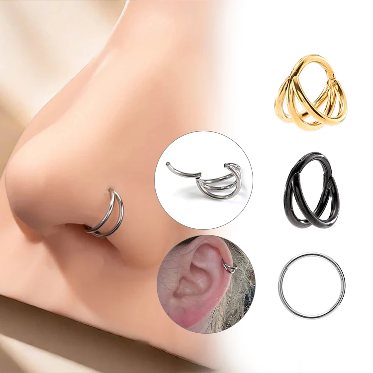 Fashion Body Piercing Jewelry Ring Nose Ring Eyebrow Nail 316L Stainless Steel Multifunctional Ring