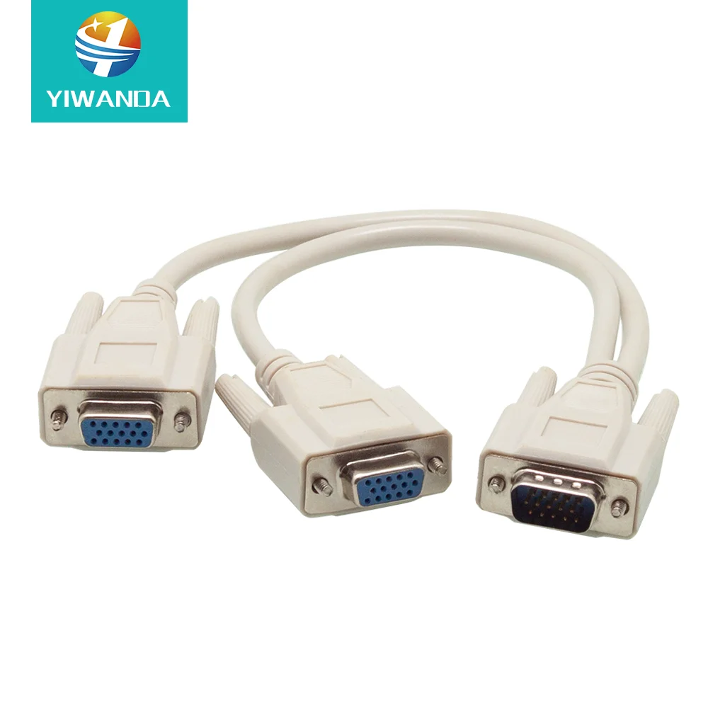 Factory Wholesale Price VGA 1 Male To 2 Female Extension Cable 2 in 1 VGA To Vga Cable For Projector