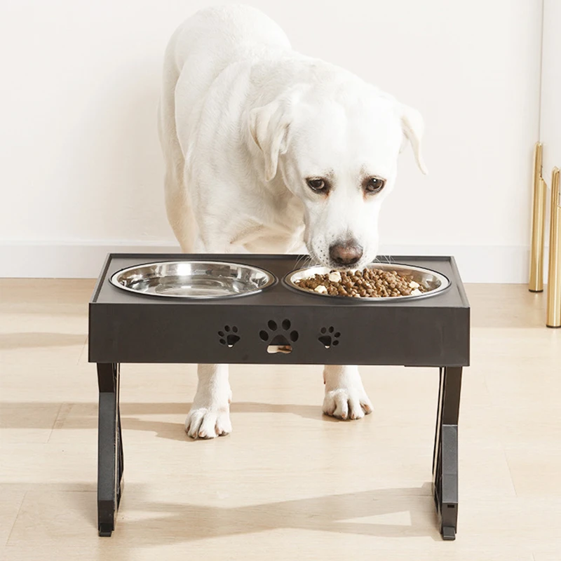 OKEYPETS Elevated Dog Bowls Stand Adjustable Hight Stainless Steel Raised Dog Bowl for Pet Feeder