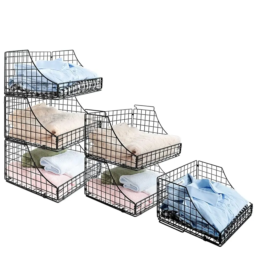 Hot sale Stackable Storage Bins 4 tier Sliding Closet Organizers and Drawer Storage Shelves for Jean Pants Sweaters wire holder