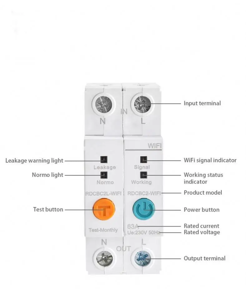 wifi automatic remote control mcb  GXB1-63B  Ewelink APP WIFI 2p Short circuit breaker MCB switch WiFiMCB wifi mcb