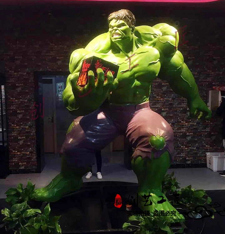 Фигурки героев фильма Marvel известные в помещении мускулы человек Халк стекловолокно скульптура Халка натуральную величину