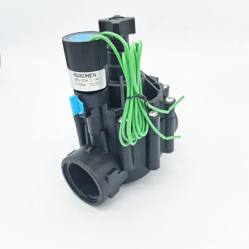 DN32 Plastic Irrigation Magnetic solenoid valve with manual control 12v 24v normally close type valves Plastic irrigate valves