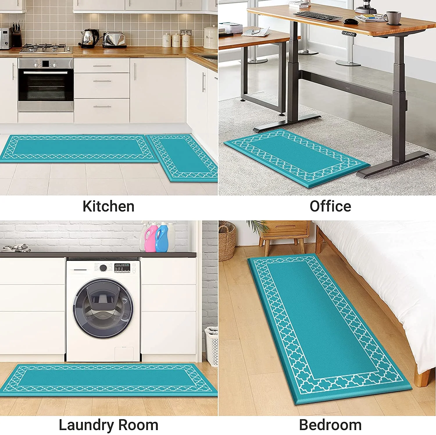 Green modern fashion kitchen mat non-slip absorbent floor mat kitchen long mat