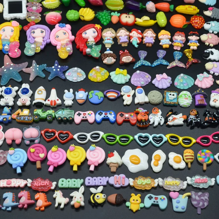 flatback cartoon miniature resin flower 3d ocean animal mix bow fruit candy charms for diy phone case shoe nail jewelry making