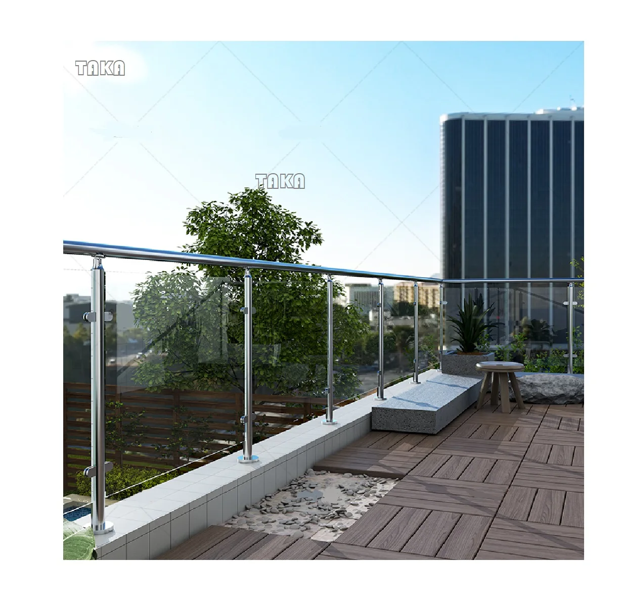 Glass Railing 304 316 Stainless Steel Outdoor Top Mounted Rail Balcony Glass Railing Post/column/pillar Balustrade
