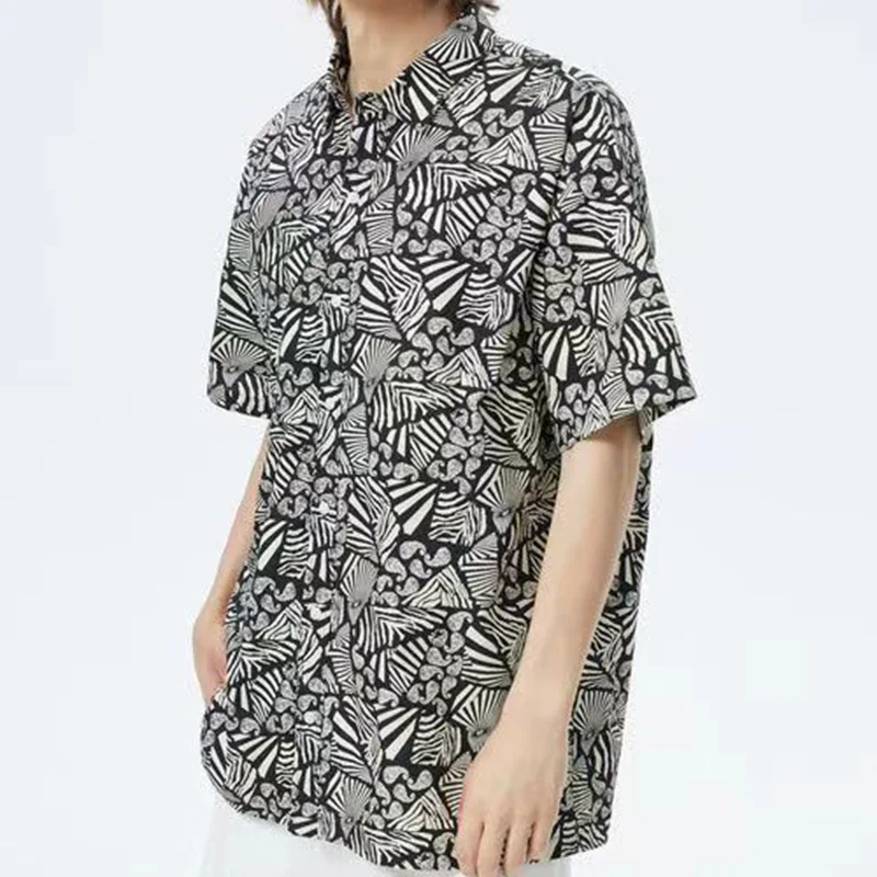 Brand designer chemise pour homme viscose beach shirts custom polyester camisas rayon sublimation hawaiian print shirt for men