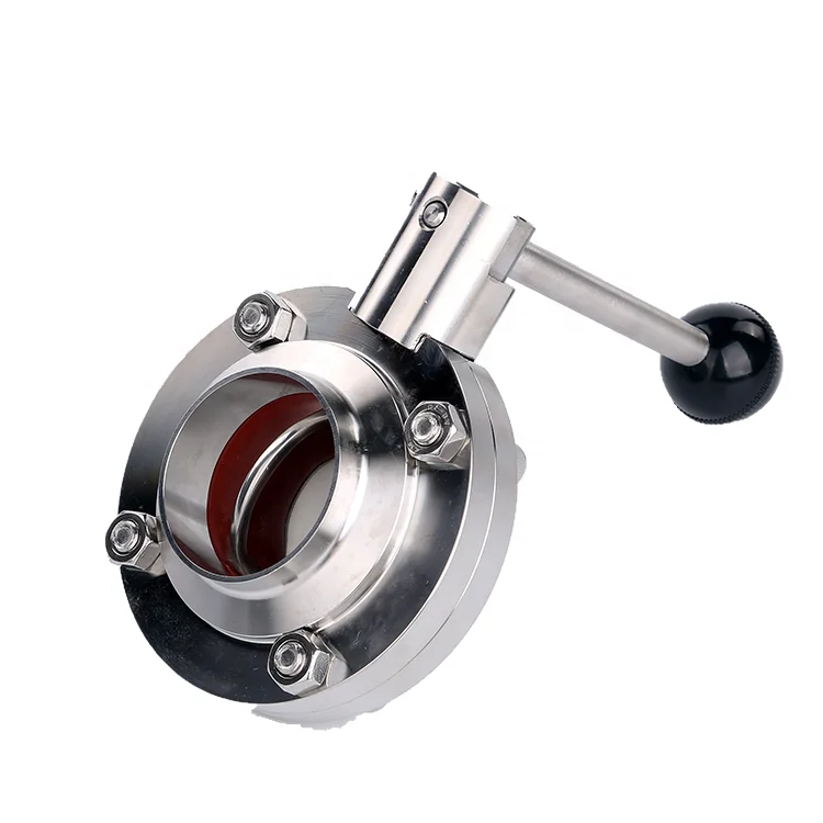 SS316L Sanitary Stainless Steel Manual Pneumatic Electric Butterfly Valve with Hand Lever Silicone Gasket for Water Application