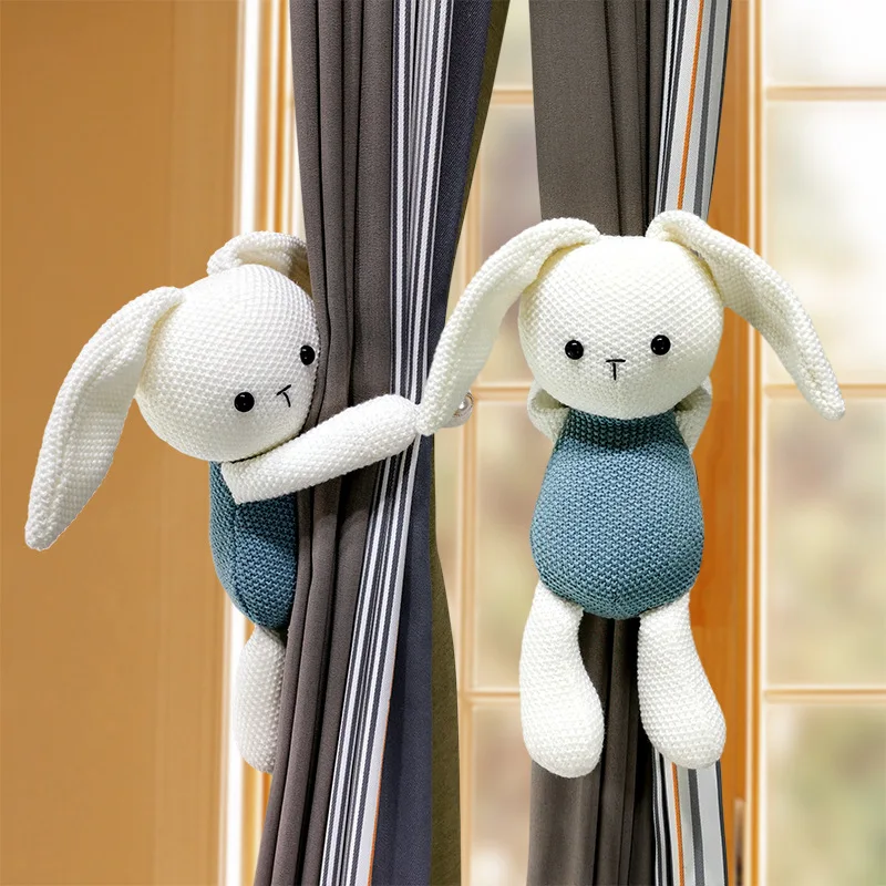 Hand Knitted Cartoon Curtain Buckle Tieback Crochet Stuffed Animal Curtain Tiebacks Plush Animal Curtain Fixing Holdback Hooks