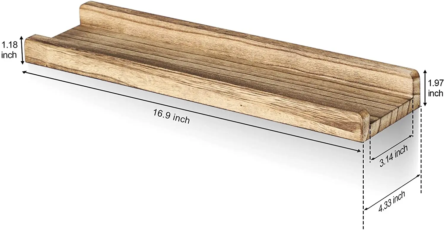 Wall Mounted Shelves Wood Picture Shelf Rustic Heavy Duty Hidden Wood Floating Shelves Brackets Set Of 3 For Storage Display