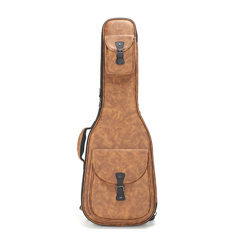 GB18 Rm Rainbow music OEM custom guitar case bag  brown leather durable adjustable soft straps electric Guitar bag gig bag