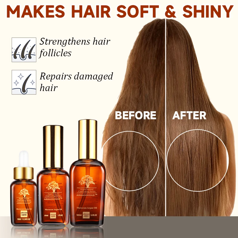 Arganmidas Organic Hair Care Treatment Argan Oil Morocco Anti-Frizz Keratin Nourishing Essential Argan Protein Hair Oil
