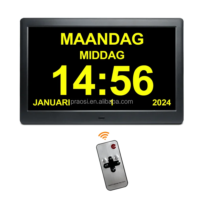 Best Selling Large Display XXL XXXL Smart Auto Dimming Digital Calendar Clock 10 10.1 Inch Medication Reminder Dementia Clocks