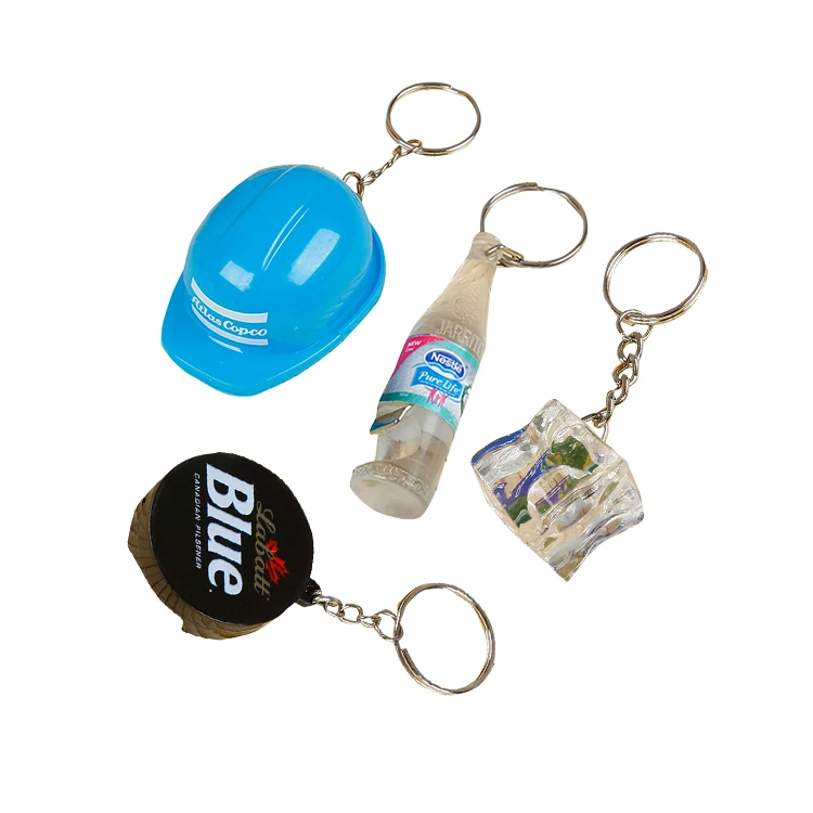 custom plastic keychain cartoon hard hat bottle opener keyring
