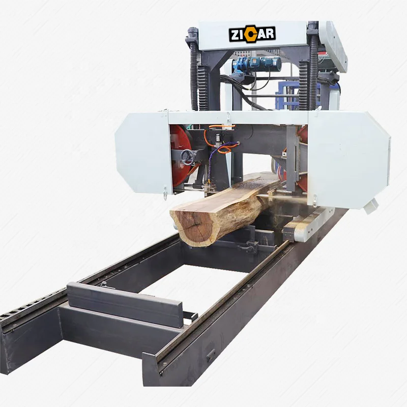 ZICAR woodworking machinery wood cutting full automatic round log cutting horizontal band sawmill