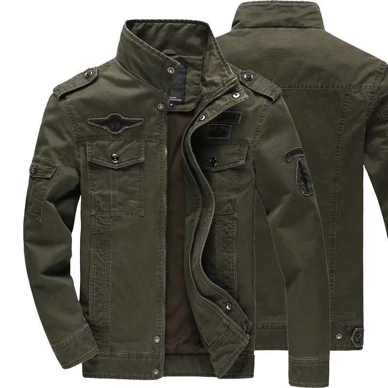 men plus size bomber jacket 2021 fall military style zipper fly cargo wear 6XL plus size embroidery mens bomber jacket
