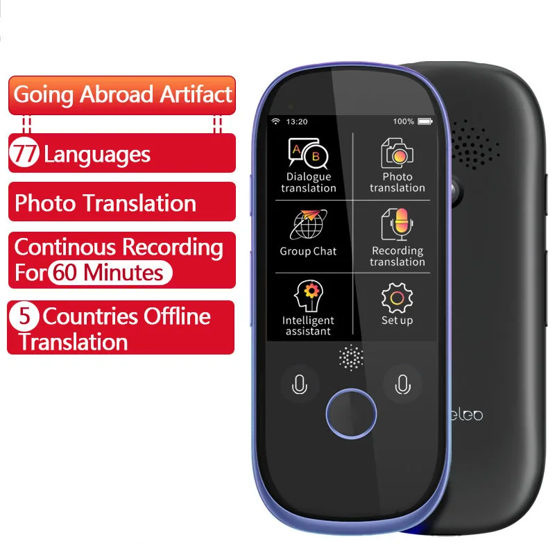 2019 K1 Pro Photo Translation AI WIFI 2.4 Inch TFT 12MP Translator Smart Voice Languages Real-time Face-to-Face Translate