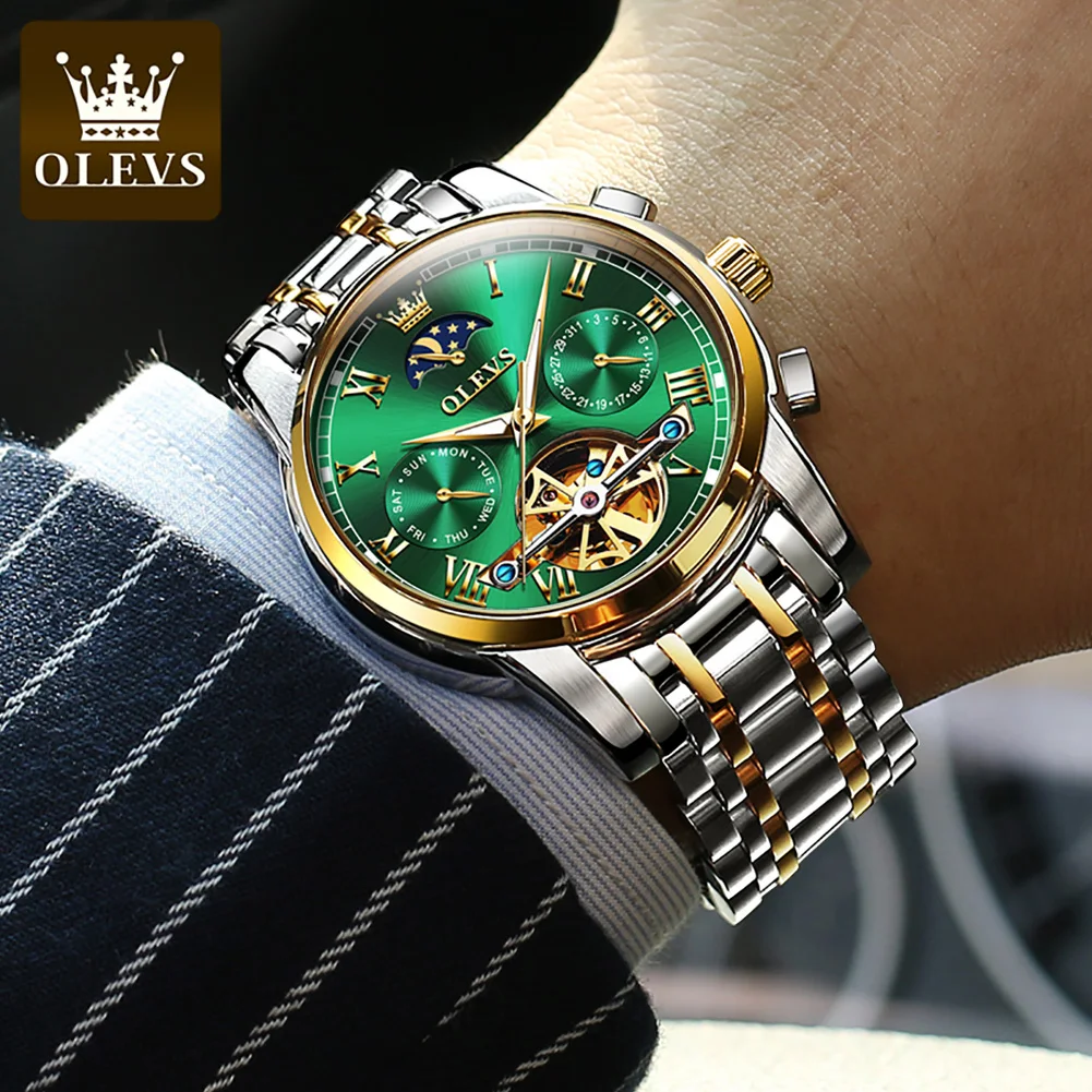 Мужские наручные часы OLEVS 6617 автоматические механические Montre Homme модные деловые