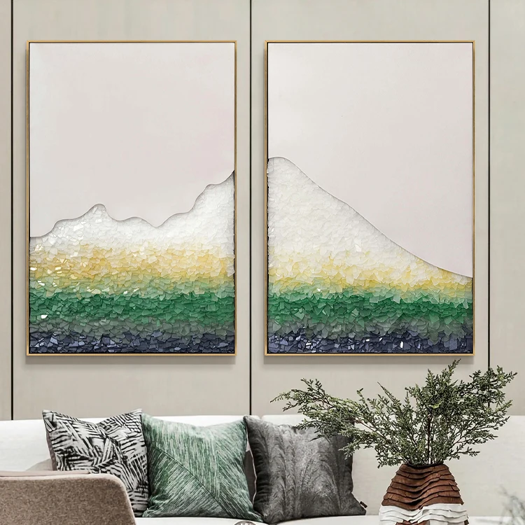 TY ART SPACE support customized decorative sea glass artworks luxury modern 3D house wall art decoration accents
