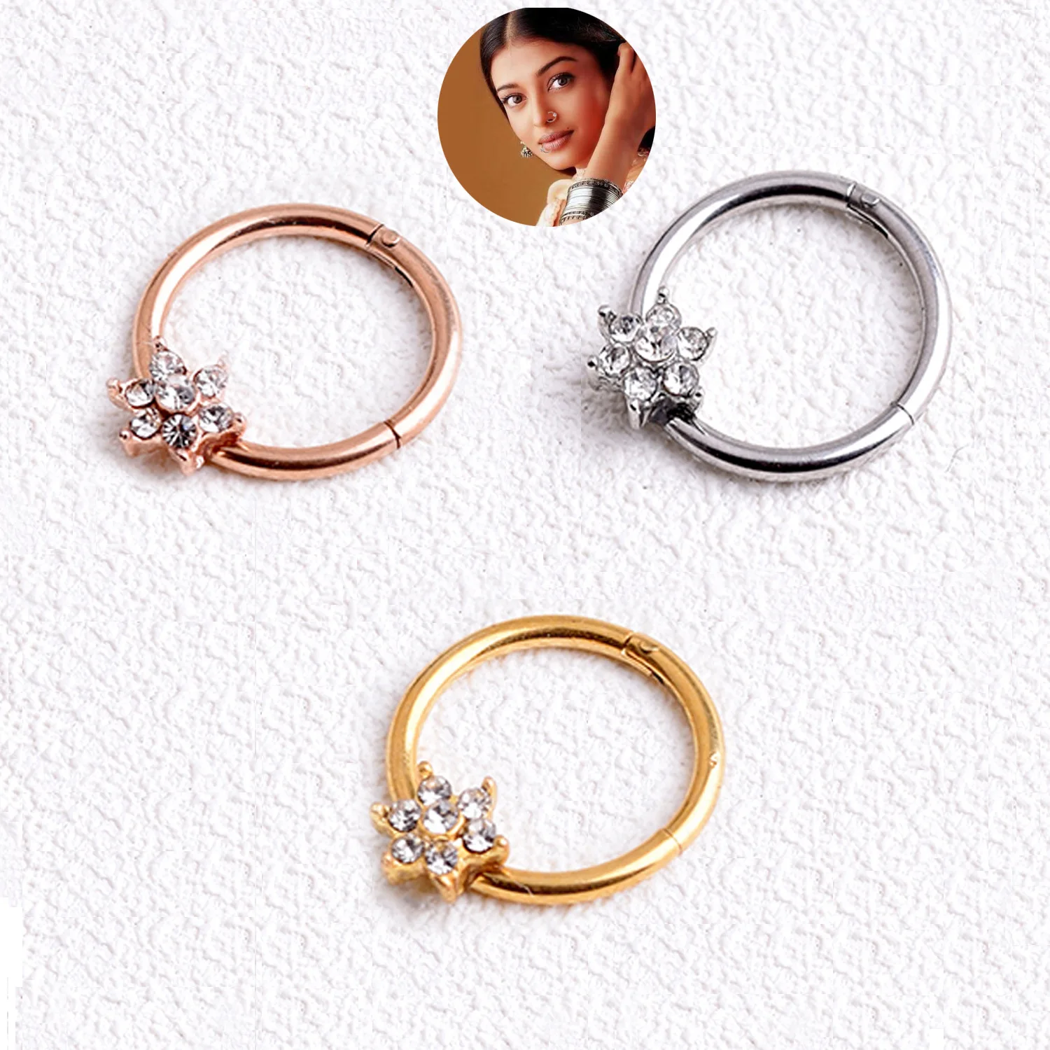 
Women Custom fashion gold plated body piercing face nose ring jewelry 2021 christina piercing jewelry Multifunctional plum 