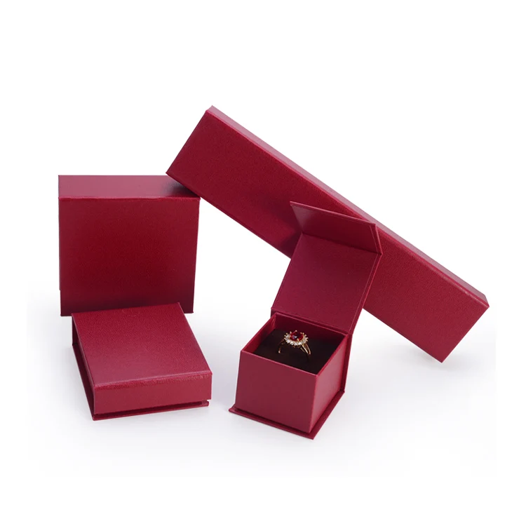 Luxury wholesale wedding red paper cardboard gift packaging printed jewelry box with