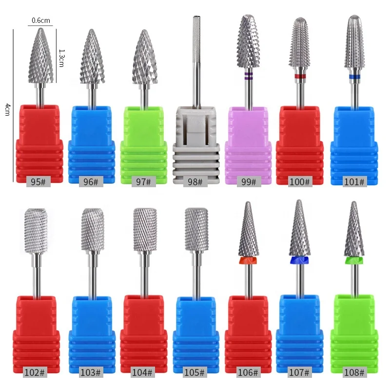 Tungsten Carbide Nail Drill Bits Rotate Electric Carbide Milling Cutters for Manicure Gel Polish Remover Tungsten Nail Bit Drill