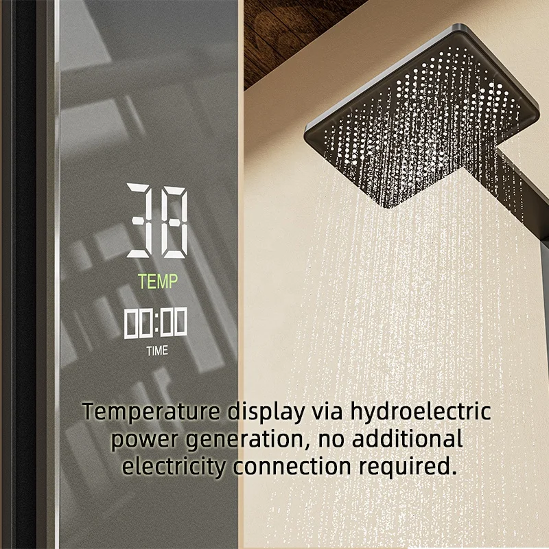 Luxury Square Bathroom Shower System gun grey brass shower mixers LED thermostatic rainfall Bathtub shower set