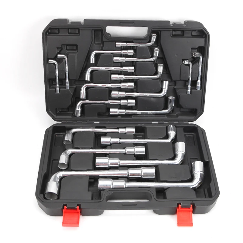 KAFUWELL WR15001AW 19pcs L-shaped Box Wrench 7-font Pipe Type Double-ended Elbow Perforated Torque Spanner Wrench Set