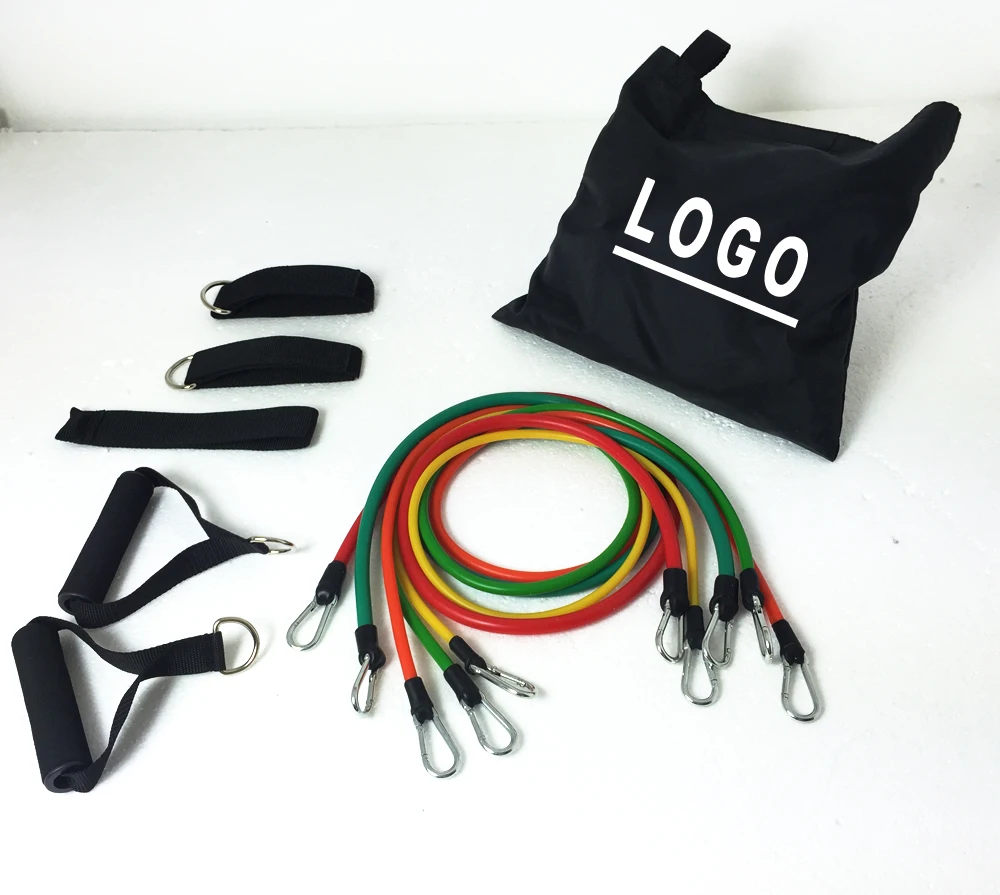 Resistance Tube Resistant tube Bands Set 11 PCS With Carrying Bag Muscle Building Strength Training Yoga Pull Rope Home Gym