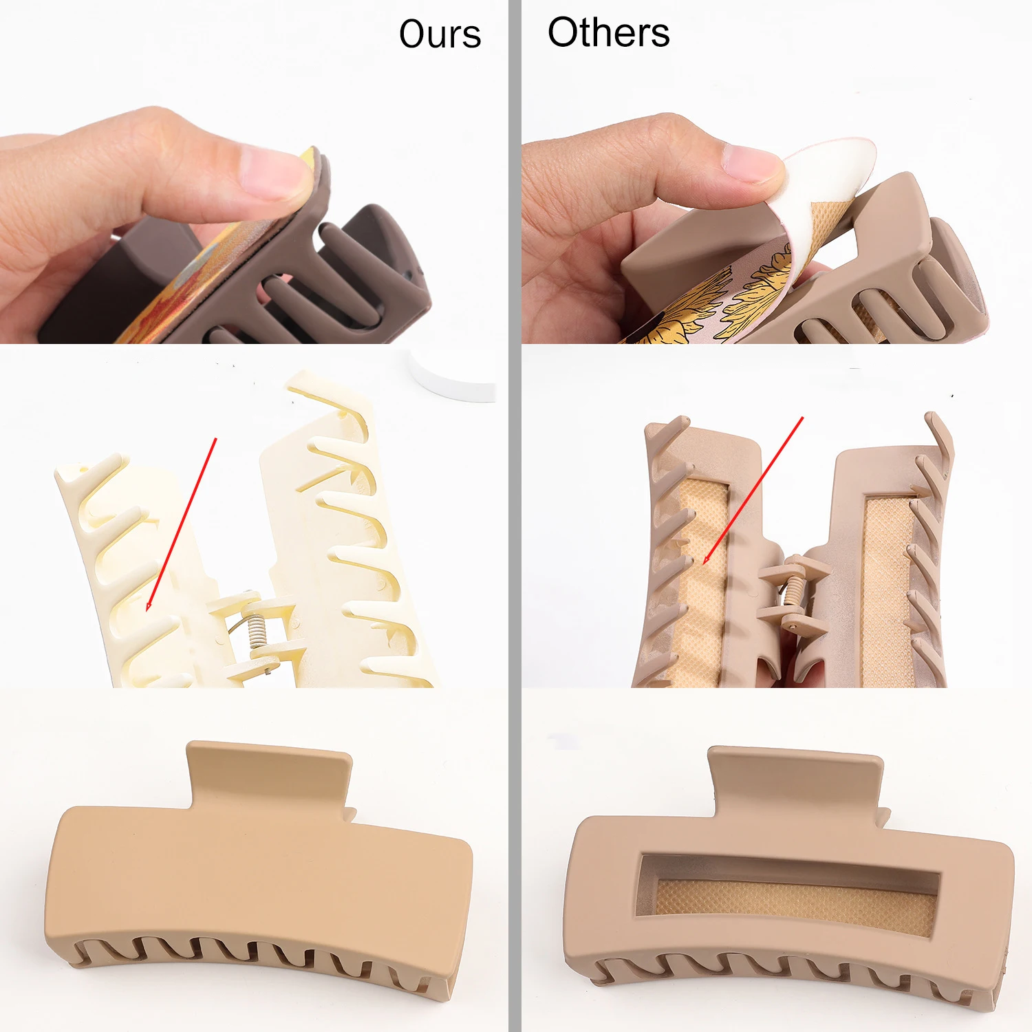 Jiamu European And American Style PU Leather Shark Hair Claw Clips For Women Girls High Quality Antique Rectangle Hair Claws