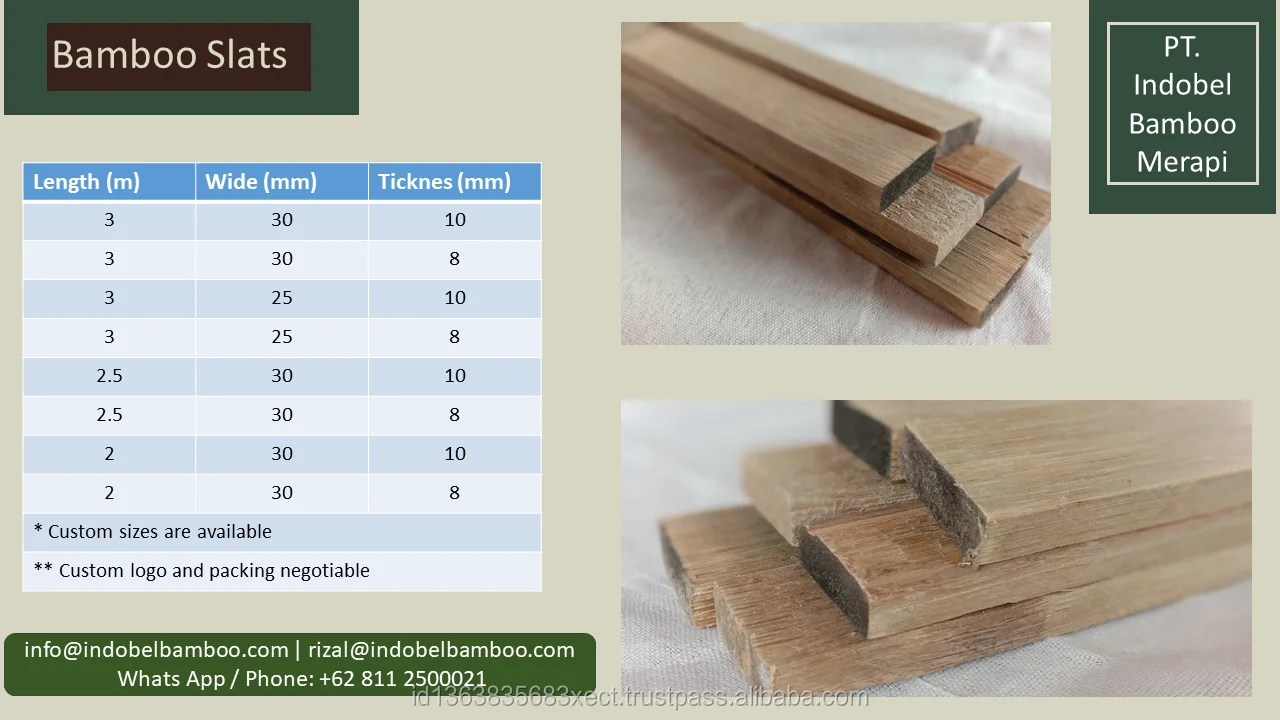 
Bamboo Slice Cheap Bamboo Natural Bamboo Slats High Quality 100CM 