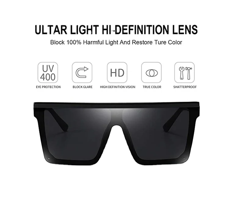 6979 Women Popular Oversized Shades Sun Glasses Square Custom Logo One Piece Lens Colorful Fashion Design Sunglasses Men