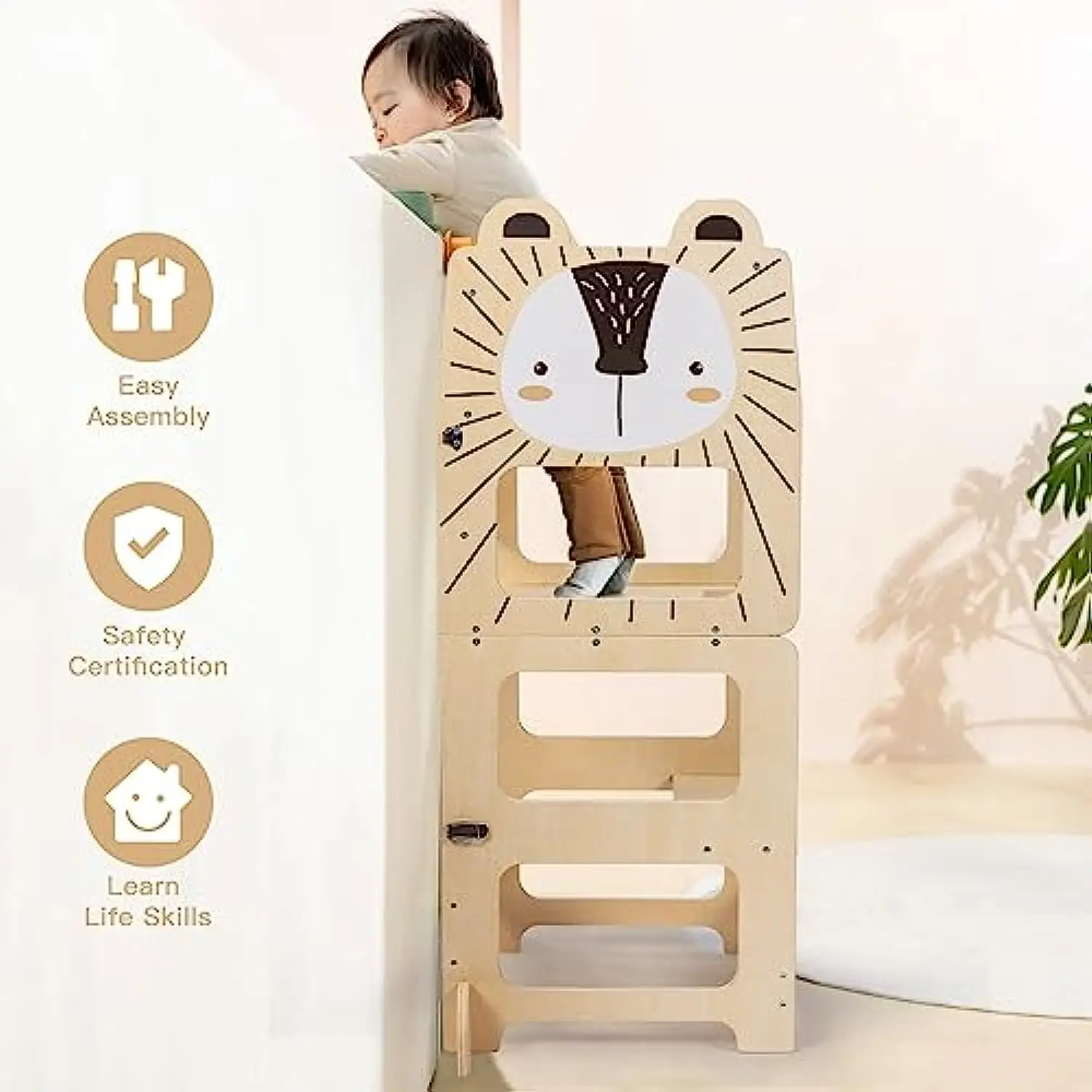 Kids Step Stool Kitchen Stool For Toddlers Learning Wooden Standing Tower With Chalkboard Foldable Toddler Table And Chair Set