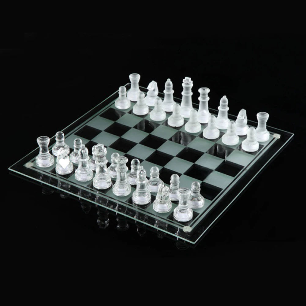 Wholesale Frosted Glass Chess Set 25*25cm Glass Chess Board