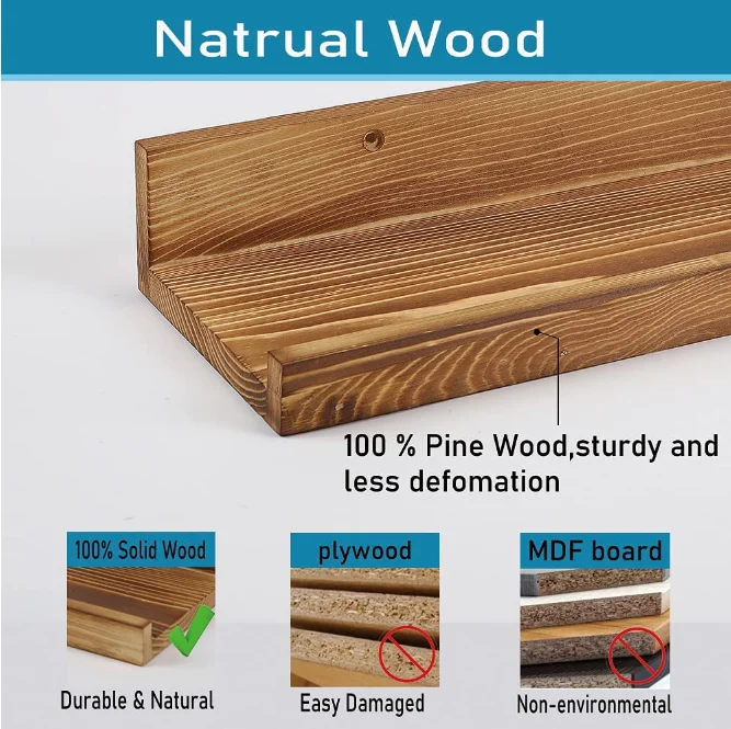 Wholesale custom high quality brown vintage wall shelf wall mounted shelf wooden wall shelf